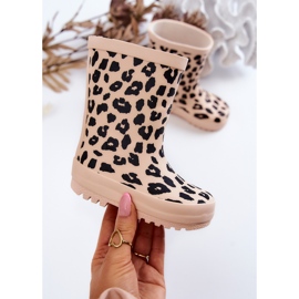 FR1 Children's Rain Boots With Leopard Pattern Beige Nanny 1