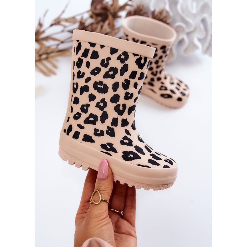 FR1 Children's Rain Boots With Leopard Pattern Beige Nanny 1
