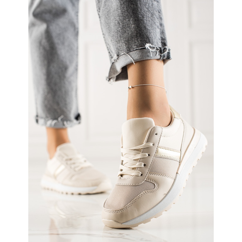 TRENDI Stylish Sneakers With Mesh beige 2