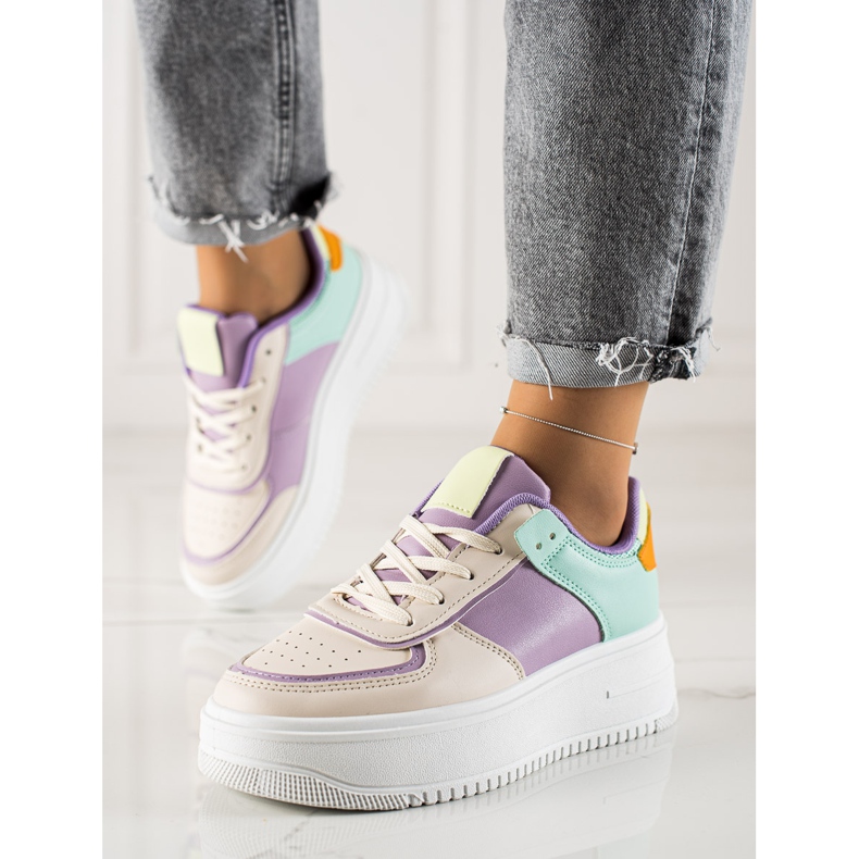 TRENDI Fashionable Sneakers On A Wide Platform beige multicolored 2