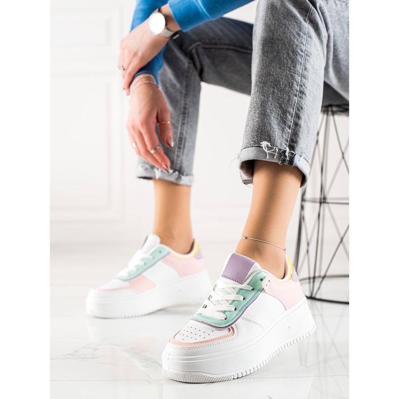 TRENDI Fashionable Sneakers On A Wide Platform white multicolored 1
