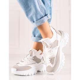 TRENDI Lace-up fashionable sneakers beige white 1 TRENDI Lace-up fashionable sneakers beige white 1