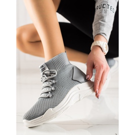 TRENDI Gray Sneakers With A Sock grey 1