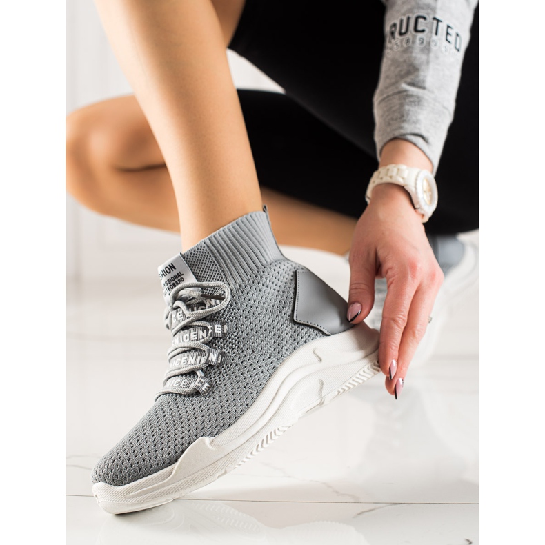 TRENDI Gray Sneakers With A Sock grey 1