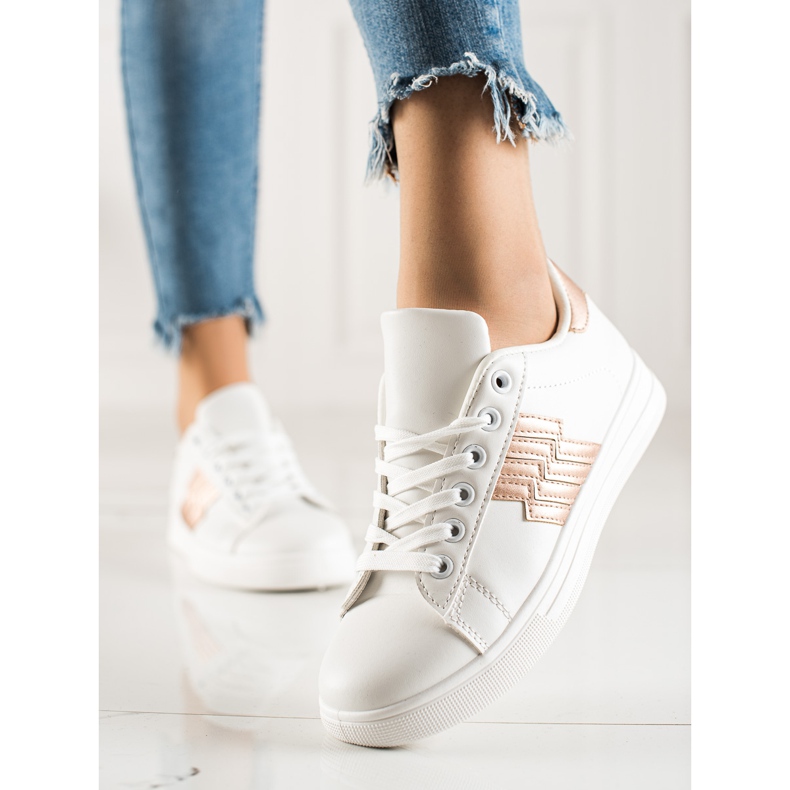 TRENDI Sneakers With Golden Insert white 2