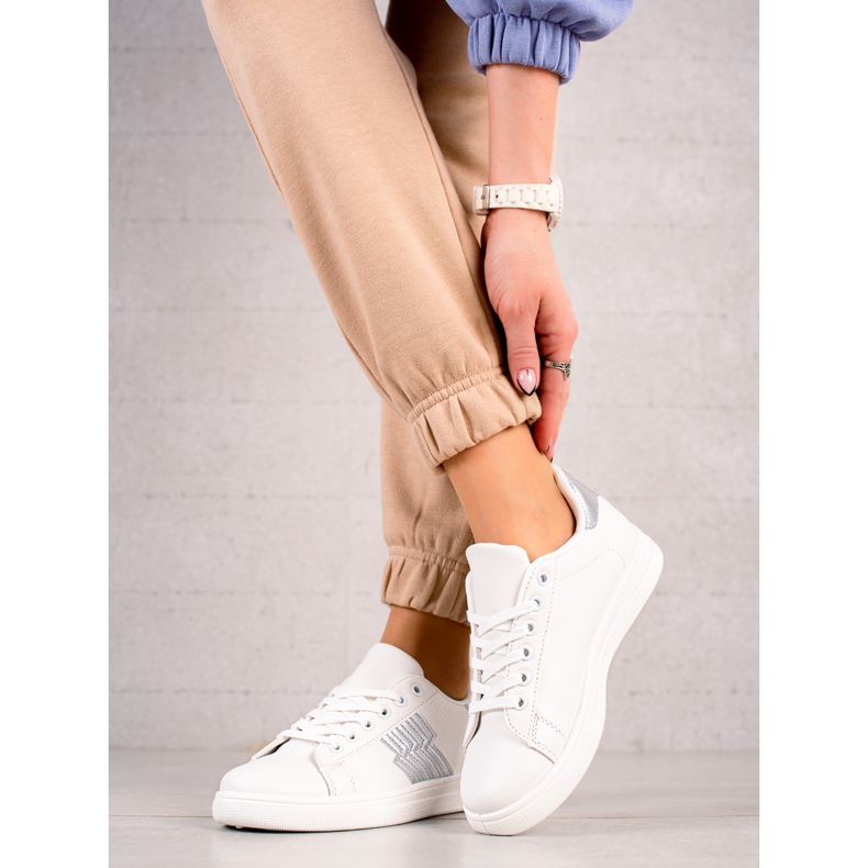 TRENDI Sneakers With Silver Insert white 2