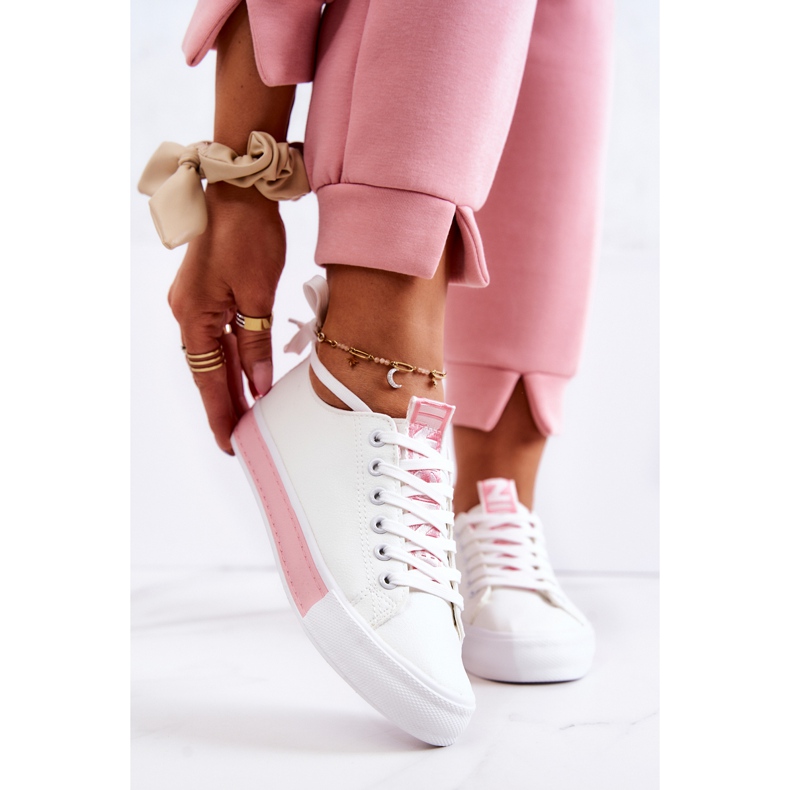 PS1 Women's Leather Sneakers White-Pink Mikayla 1