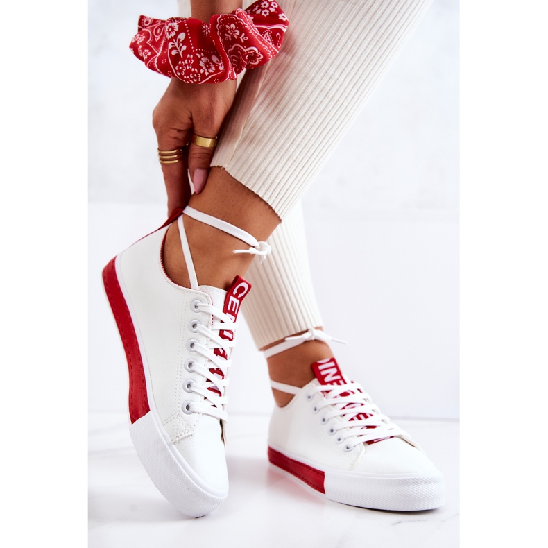 PS1 Women's Leather Sneakers White and Red Mikayla 2