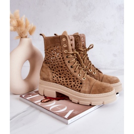 FILIPCZYK Suede openwork boots Camel Aileen brown 1