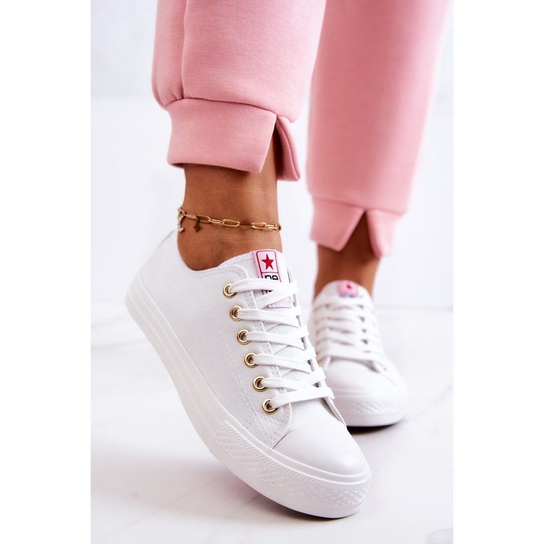 PE1 Women's Classic Sneakers White and Gold Ecoma 1