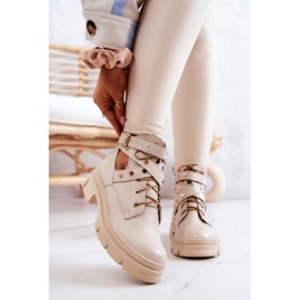FILIPCZYK Leather Women's Boots With Cutouts Light beige Everly 2