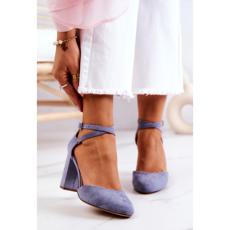 Suede Pumps On a Pillar Sergio Leone SK851 Blue 1