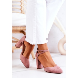 Suede Pumps On A Pillar Sergio Leone SK851 Pink 1