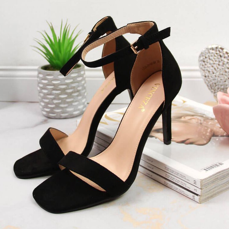Black Vinceza W JAN81A suede high heel sandals 2