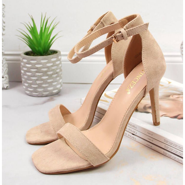 Sandals on a stiletto heel Vinceza W JAN81B beige 2