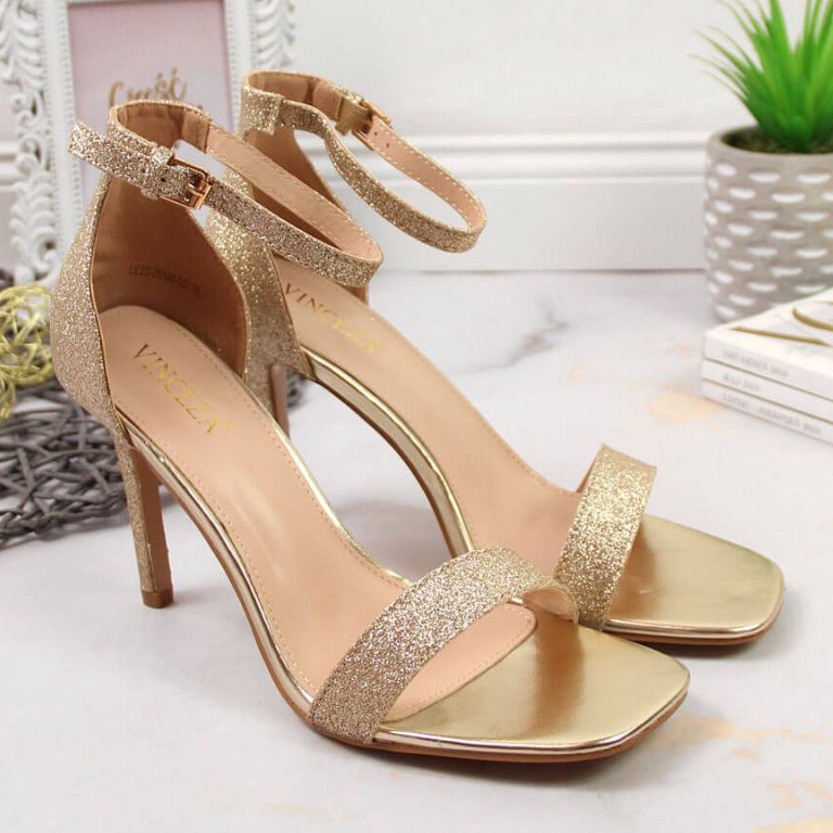 Vinceza W JAN81D golden brocade sandals on a high heel 2