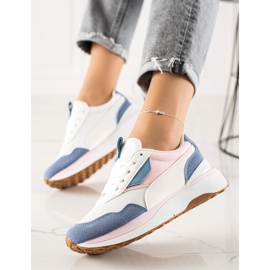 TRENDI Colorful Sneakers On The Platform white blue pink 1