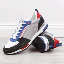 Leather sports shoes Cross Jeans M JJ1R4010C white black blue grey 2