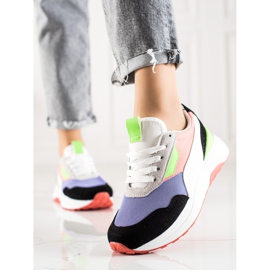 TRENDI Colorful Sneakers On The Platform white black purple multicolored 1
