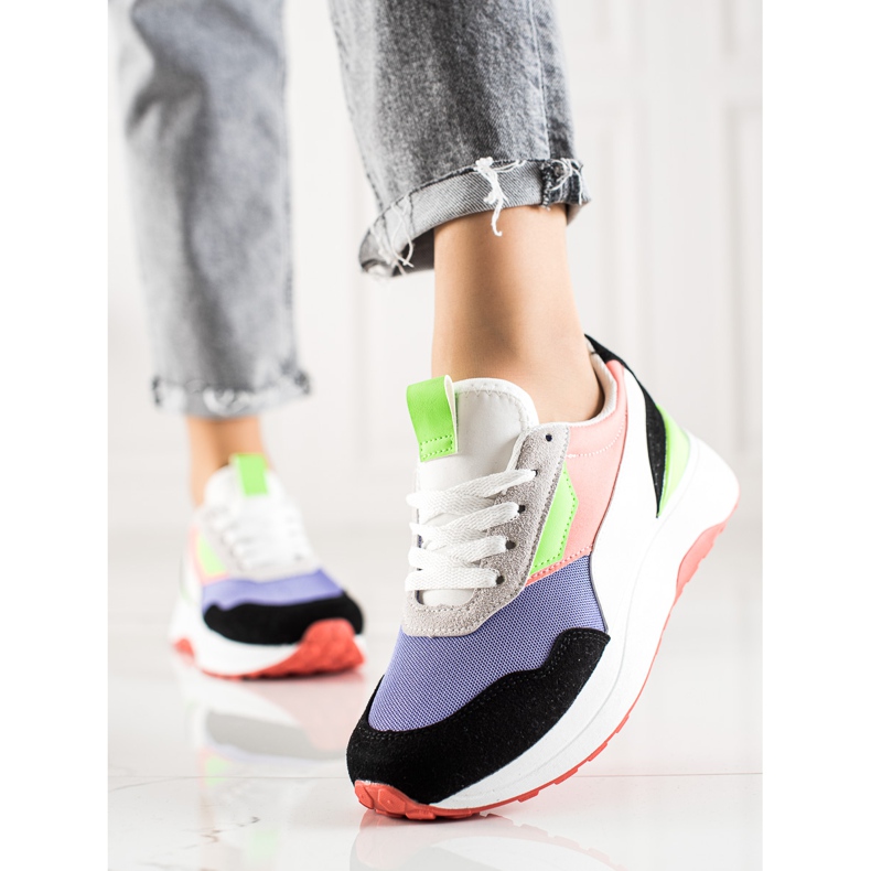 TRENDI Colorful Sneakers On The Platform white black purple multicolored 1