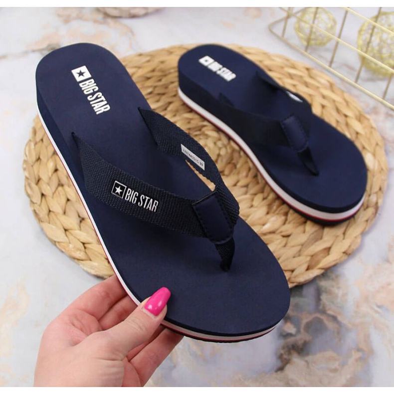 Big Star wedge flip-flops W JJ274A331 navy blue 1