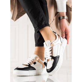 TRENDI Stylish Sneakers white black golden 1
