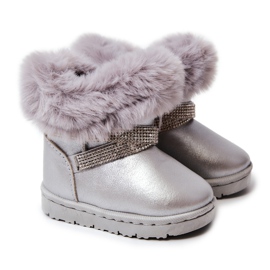 Silver Hollee Children's Snow Boots With Cubic Zirconia grey 7