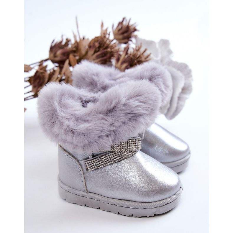 Silver Hollee Children's Snow Boots With Cubic Zirconia grey 2 Silver Hollee Children's Snow Boots With Cubic Zirconia grey 2