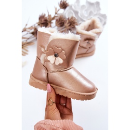 FR1 Golden Bianca Children's Snow Boots With Flower 1