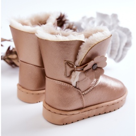 FR1 Golden Bianca Children's Snow Boots With Flower 2
