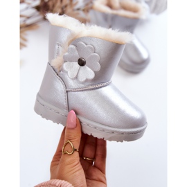 FR1 Children's Snow Boots With Flower Silver Bianca 1 FR1 Children's Snow Boots With Flower Silver Bianca 1