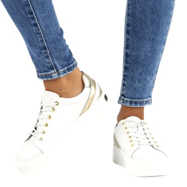 White leather Creepers Filippo DP3530 / 22 golden 5 White leather Creepers Filippo DP3530 / 22 golden 5