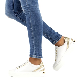 White leather Creepers Filippo DP3530 / 22 golden 1 White leather Creepers Filippo DP3530 / 22 golden 1