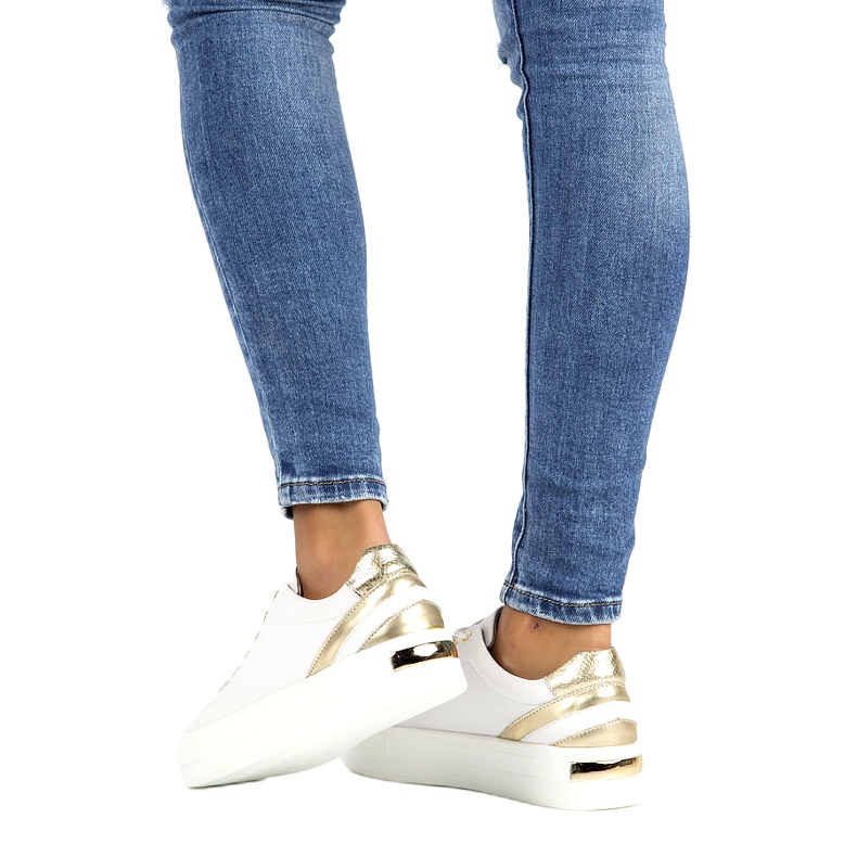 White leather Creepers Filippo DP3530 / 22 golden 6 White leather Creepers Filippo DP3530 / 22 golden 6