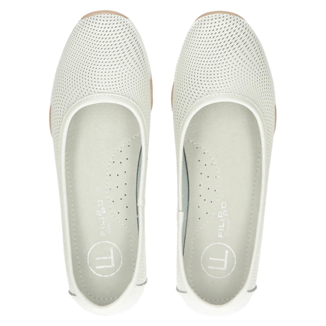 Leather openwork white ballerinas Filippo DP3681 / 22 WH multicolored 3