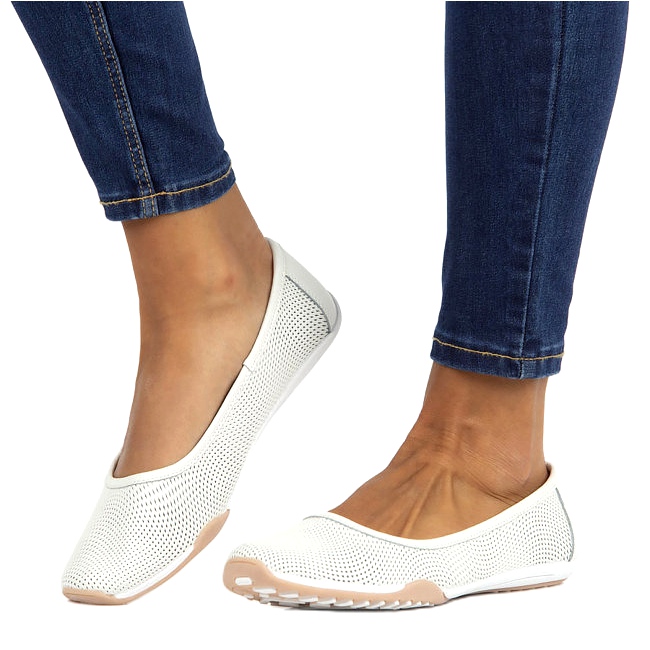 Leather openwork white ballerinas Filippo DP3681 / 22 WH multicolored 4