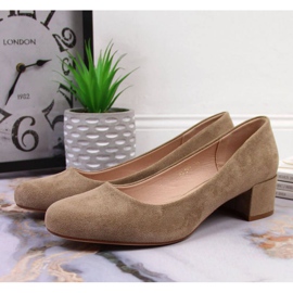 Pumps on a block suede Sergio Leone in SK354E beige 2