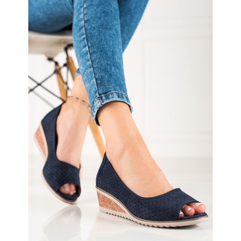 W. Potocki Open toe suede Potocki pumps navy blue blue 1