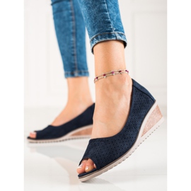 W. Potocki Open toe suede Potocki pumps navy blue blue 2