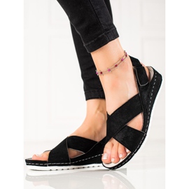 Suede Sandals With Velcro VINCEZA black 1