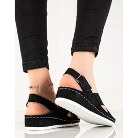 Suede Sandals With Velcro VINCEZA black 2 Suede Sandals With Velcro VINCEZA black 2