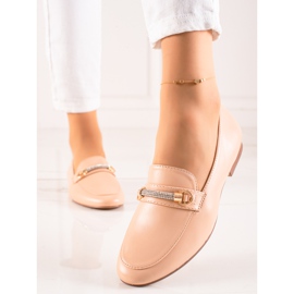 Ideal Shoes Elegant Loafers With Cubic Zirconia beige 1