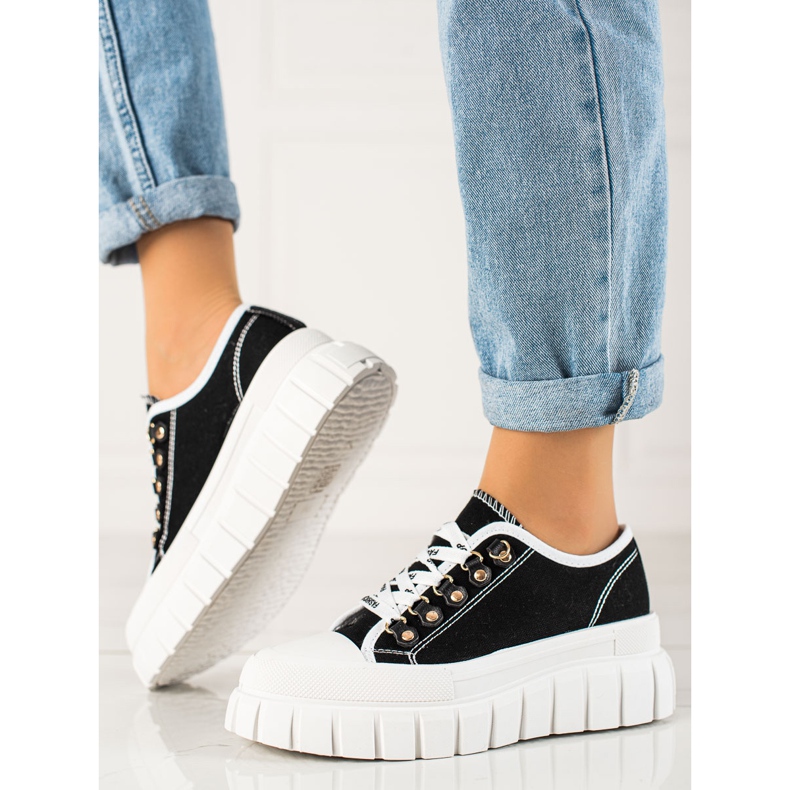 TRENDI Lace-up Sneakers On The Platform black 2