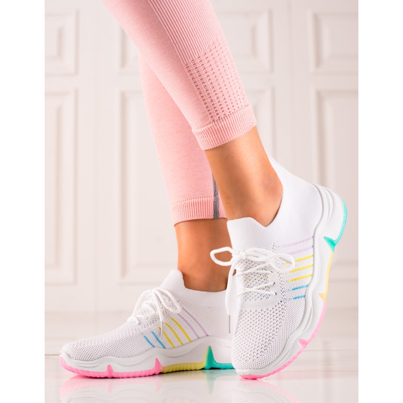 TRENDI Sport Shoes On A Colorful Platform white 1