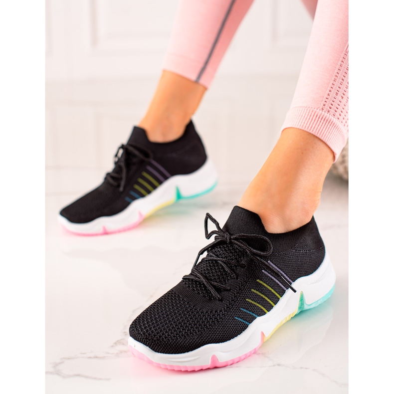 TRENDI Sport Shoes On A Colorful Platform black 1 TRENDI Sport Shoes On A Colorful Platform black 1