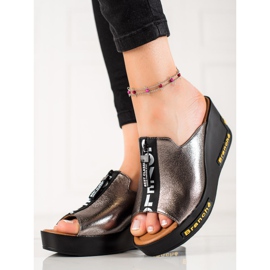 VINCEZA Wedge Sandals grey 1