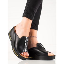 VINCEZA Wedge Sandals black 2