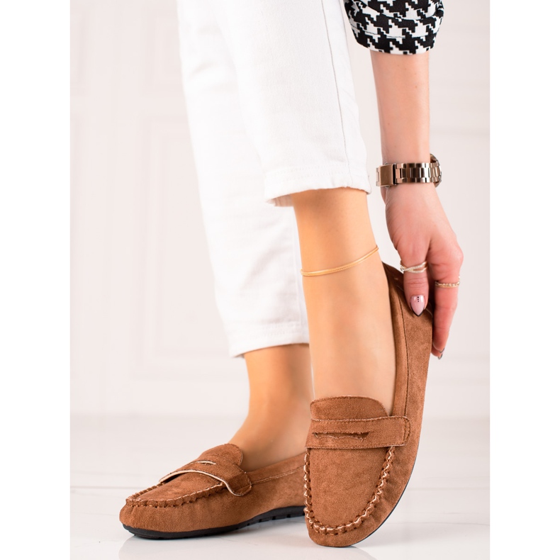 TRENDI Comfortable suede loafers brown 2
