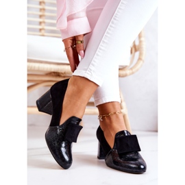 PA2 Black Diana Suede Snakeskin Pumps 2