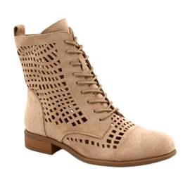 M.Daszyński Tied openwork workers Daszyński SA142-33 beige 1